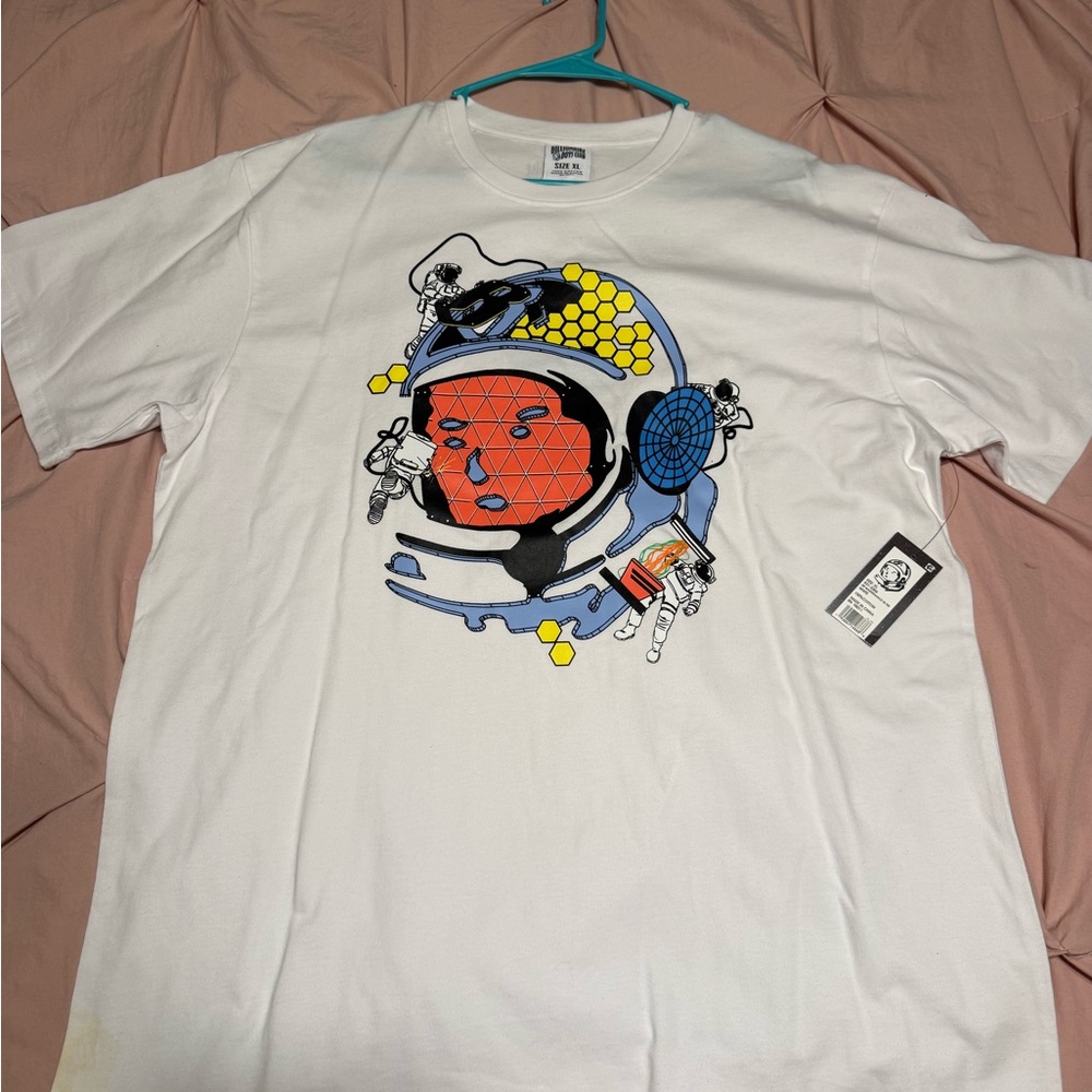 White Graphic T-Shirt with Astronaut Design